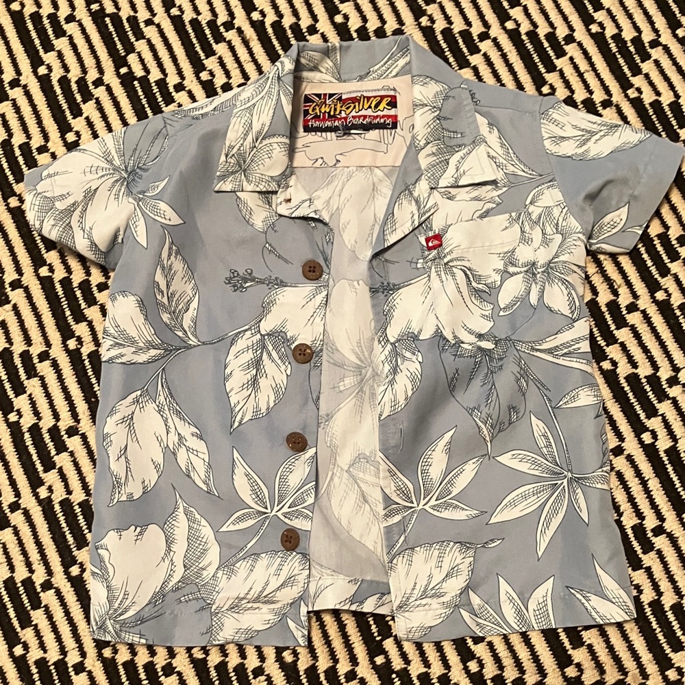Quiksilver Kids Light Blue Hawaiian Print Shirt